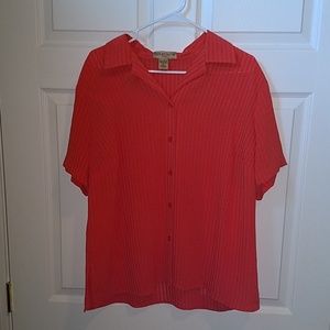 Notations Orange Button Up Top 1X